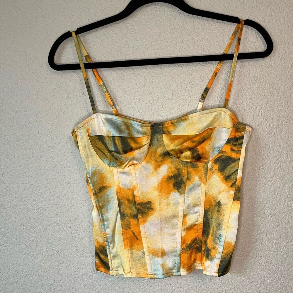 Pretty little thing tank size 4 butter yellow y2k corset crop sexy